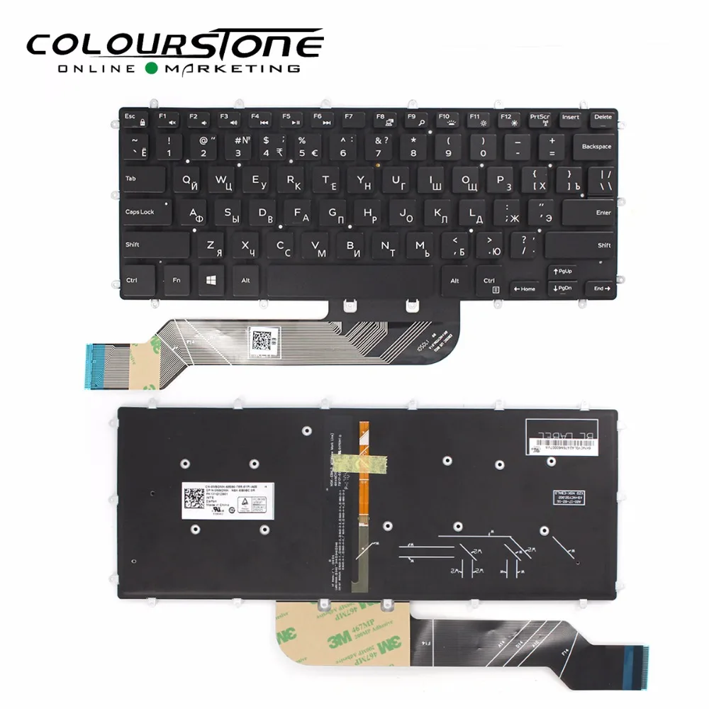 Клавиатура для ноутбука DELL INSPRION 14 14-7466 V7466 русская черная клавиатура с подсветкой