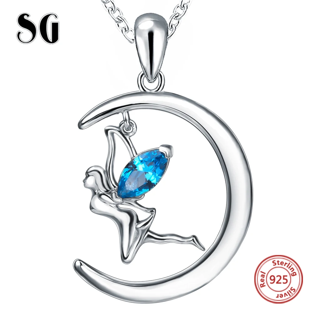 925 Sterling Silver Chain aestheticism Necklace Moon fine Jewelry silver colour Little Fairy Necklaces & Pendants For Women Fine Jewelry