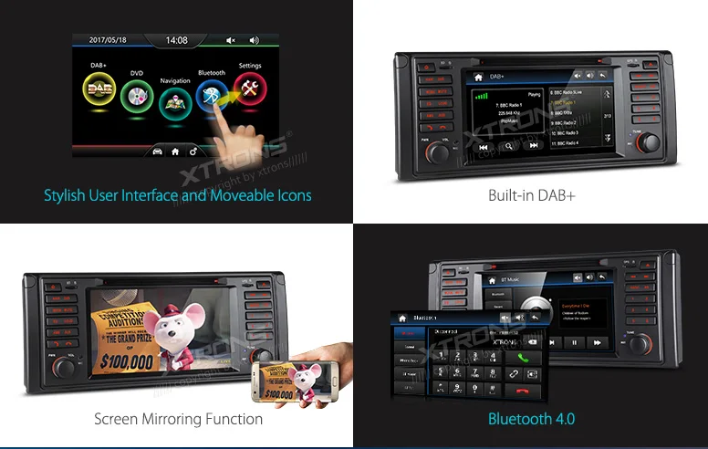 Clearance XTRONS 7" HD Car DVD Player 2 din Radio DAB+Canbus GPS Navigation For BMW 5 Series E39 M5 1999-2003 / 7 Series  E38 1994-2001 1