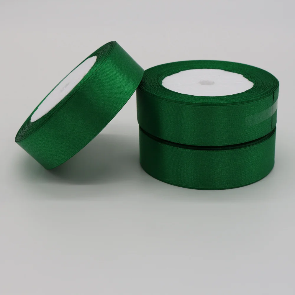 Одна штука, 25 ярдов, Зеленая Шелковая атласная лента для украшения свадебной вечеринки, подарочная упаковка, аксессуары для одежды - Цвет: 40 mm