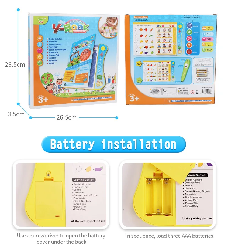 Livro de Aprendizagem com Lógica Educativos para Crianças Multi-função Inglês Eletrônico Leitura Inteligente Caneta Pai-criança Interação Brinquedos Mod. 268943 12 Online shopping