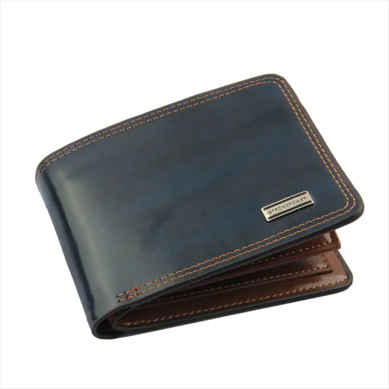   New  Fashion High-Grade Light Leather Letter Prints Short Paragraph Multifunctional  Men's Wallet Black Color 