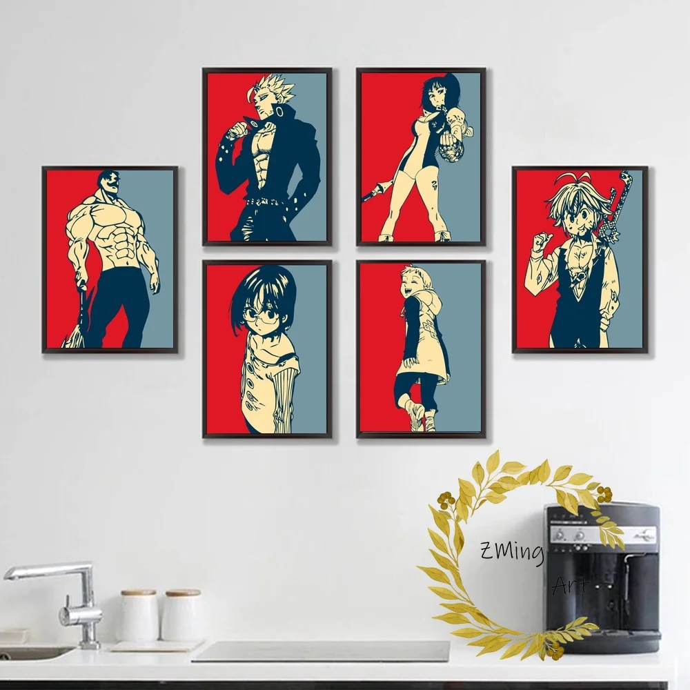 Семь смертных грехов аниме плакат Холст Искусство Печать Декор для дома