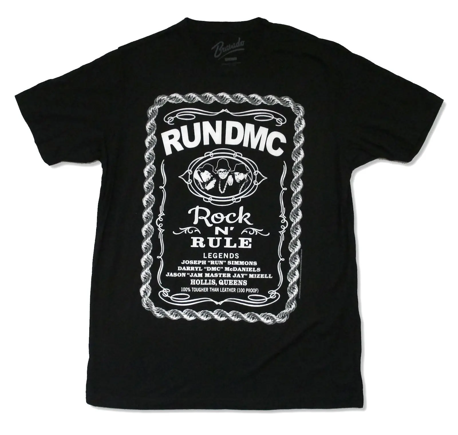 Runer DMC &quotрок-н-правило&quot Черная футболка новый официальный взрослый рэп-Группа