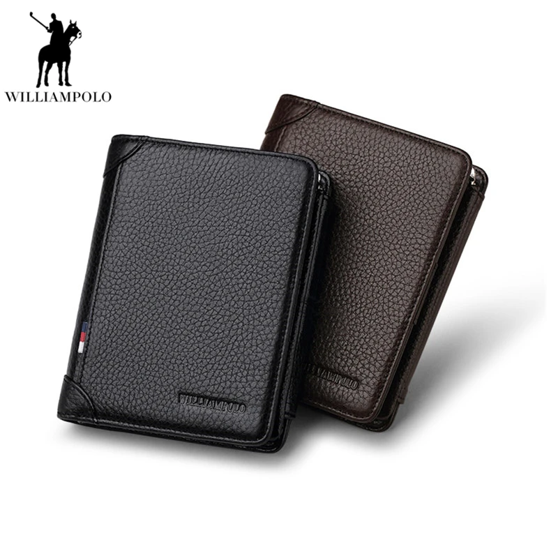 Williampolo 2019 короткий кошелек мужской на молнии кожаный тройной бумажник из