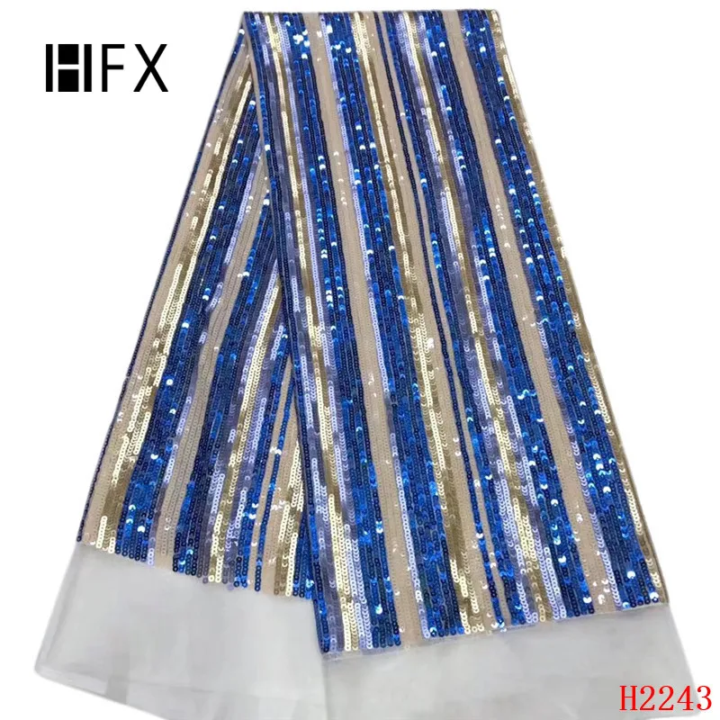 

Latest French Nigerian Laces Fabric 2019 High Quality blue African Laces Fabric Wedding French sequins lace fabric X2243