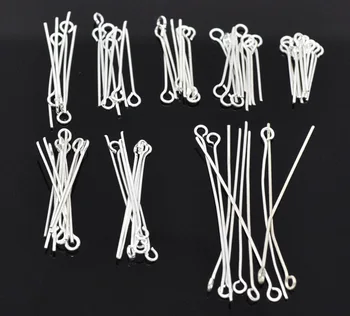 

8SEASONS 800 PCs Mixed Silver color Eye Pins Findings 0.7mm(21 gauge) Hot new