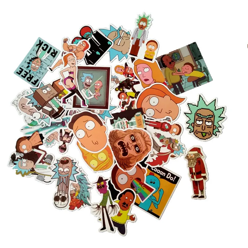 35Pcs/bag American Drama Rick and Morty Funny Sticker Decal For Car Laptop Bicycle Motorcycle Notebook Waterproof Stickers