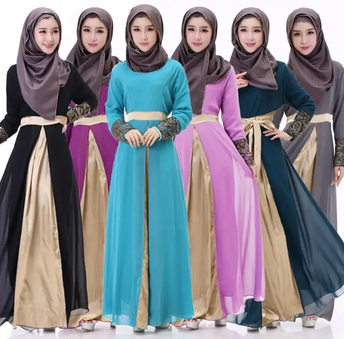 Мусульманское арабское, с длинными рукавами кафтан исламский халат абайя Дубайский мусульманский Малайзия кафтан украшение для манжет