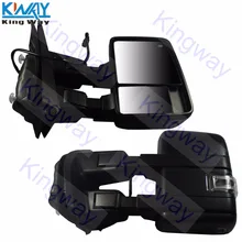 King Way-черный/хром буксировочное зеркало мощность с подогревом сигнальный прожектор текстурированный для-17 Ford F150