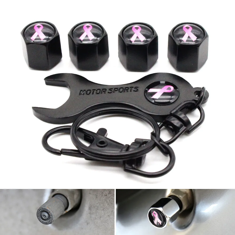 1Set Zinc Alloy Anti theft Car Wheel Tire Valve Stem Caps Air+ Wrench