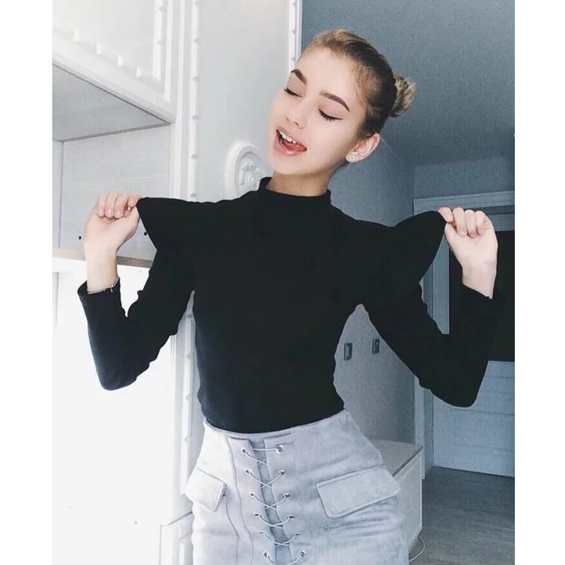 

Elegant cold shoulder knitted sweater women Casual stringy selvedge sweater pullover female Autumn winter jumper 2019