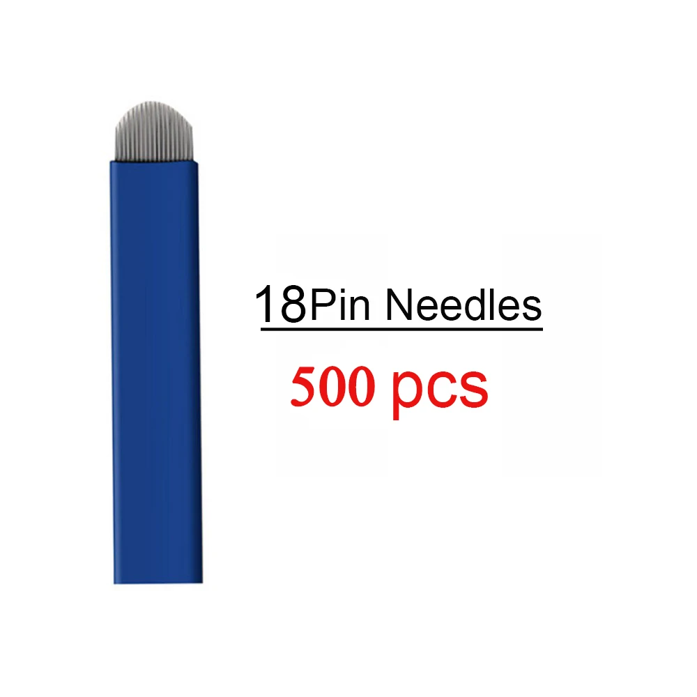 

500PCS Microblading Shading Blades Tattoo Needles 18 Pins DOUBLE ROW Microblading Needles Fog Brow Needle