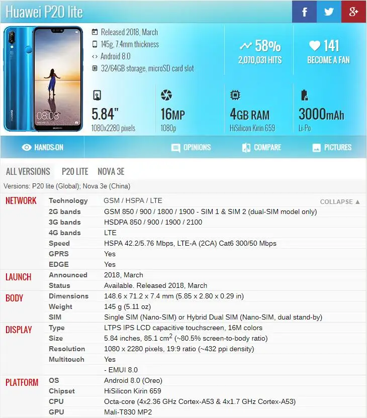 Huawei P20 lite