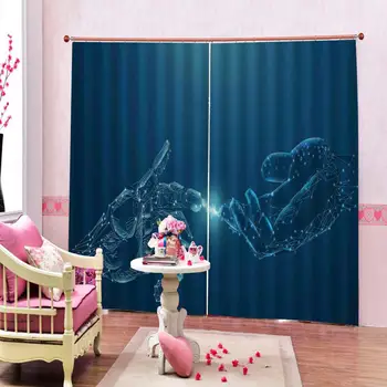 

Luxury Blackout 3D Curtains For Living room Bedding room Office blue curtains Blackout curtain