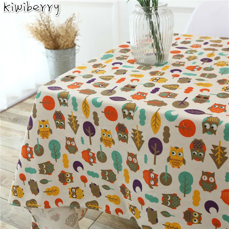 

Kiwiberry Home Decorative Linen Mantel Print Owl Tablecloth Washable Dinner Table Cloth 11 Sizes Toalha De Mesa