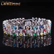 CWWZircons романтический разноцветный большой широкий кубический циркон камни браслеты для женщин Свадебная вечеринка ювелирные аксессуары CB138