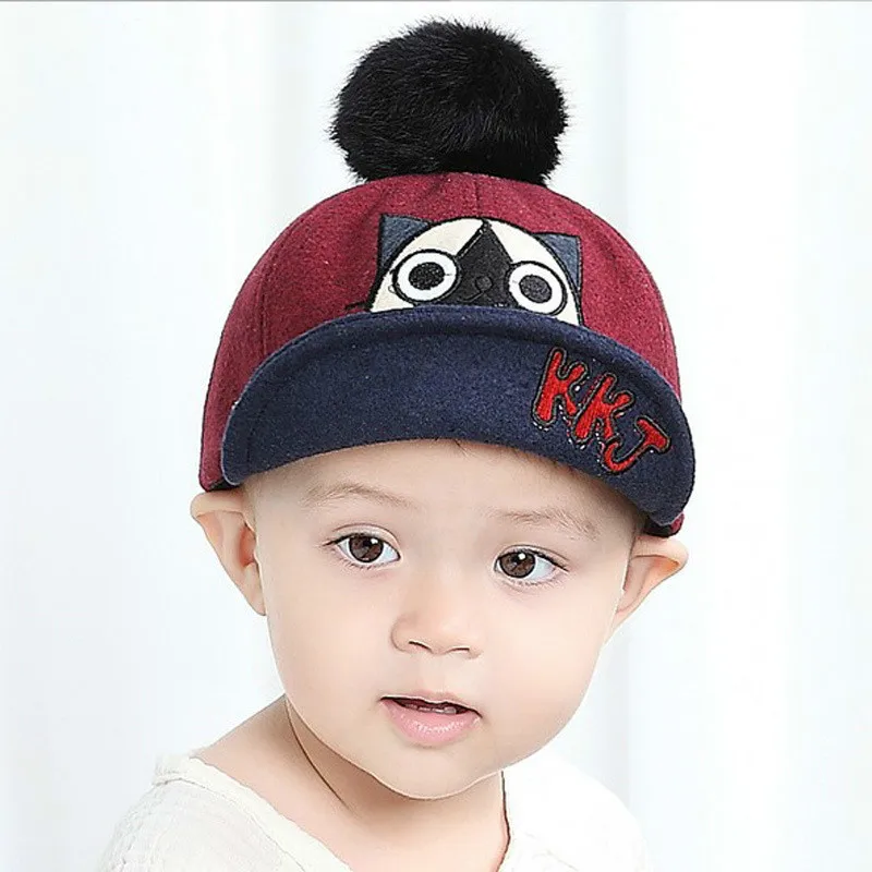 

Soft Brim Pom Pom Caps Unisex Plaid Baseball Cap Kids Autumn Winter Casquette Hat One Size Adjustable Child Caps