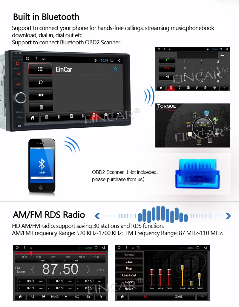 Top Wireless Reverse Camera Included Android 6.0 Stereo GPS Navigation Radio USB Automotive Head Unit Bluetooth Free Remote Control 6
