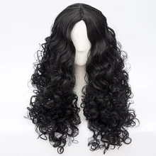 70 см длинные вьющиеся черные Лолита Аниме женские волосы Косплей синтетический парик термостойкий+ парик Кепка