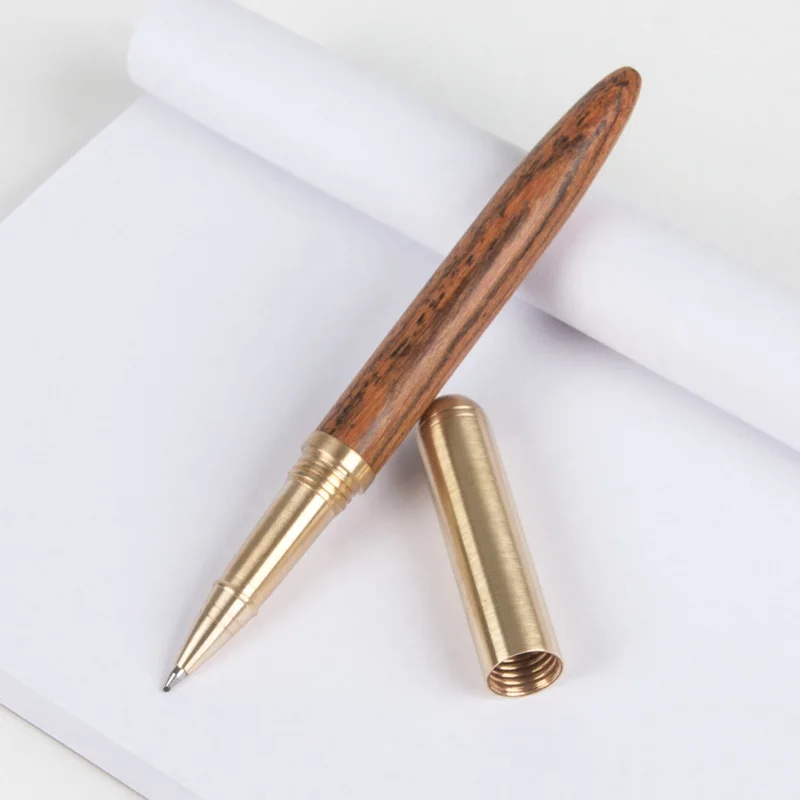 Высококачественная роликовая шариковая ручка из розового дерева и латунная ручка в подарок чернильное перо чистая медная ручка для
