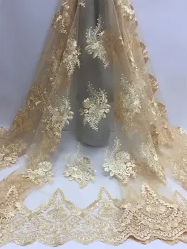 

Promotion !5yards french stones embroidered tulle lace fabric for party dress.latest nigerian african lace fabric free shipping