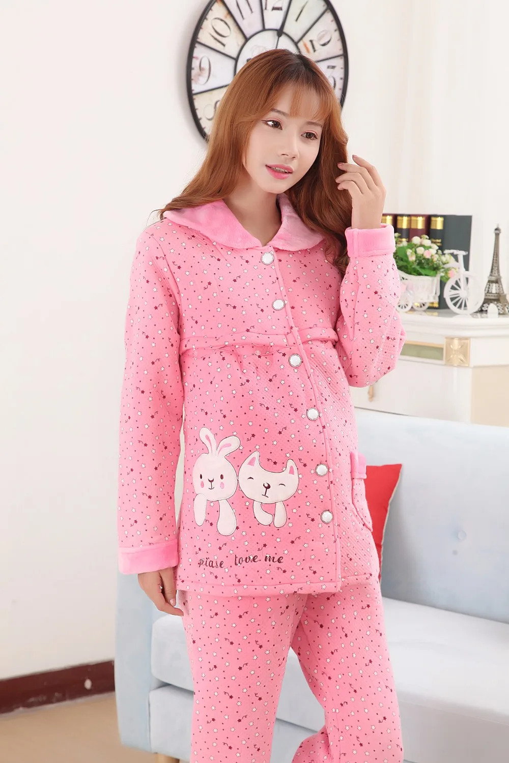 HAPPYISLAND/зимняя Пижама для беременных, Пижама для беременных, одежда для кормления грудью, Camiso Maternidade, одежда для сна