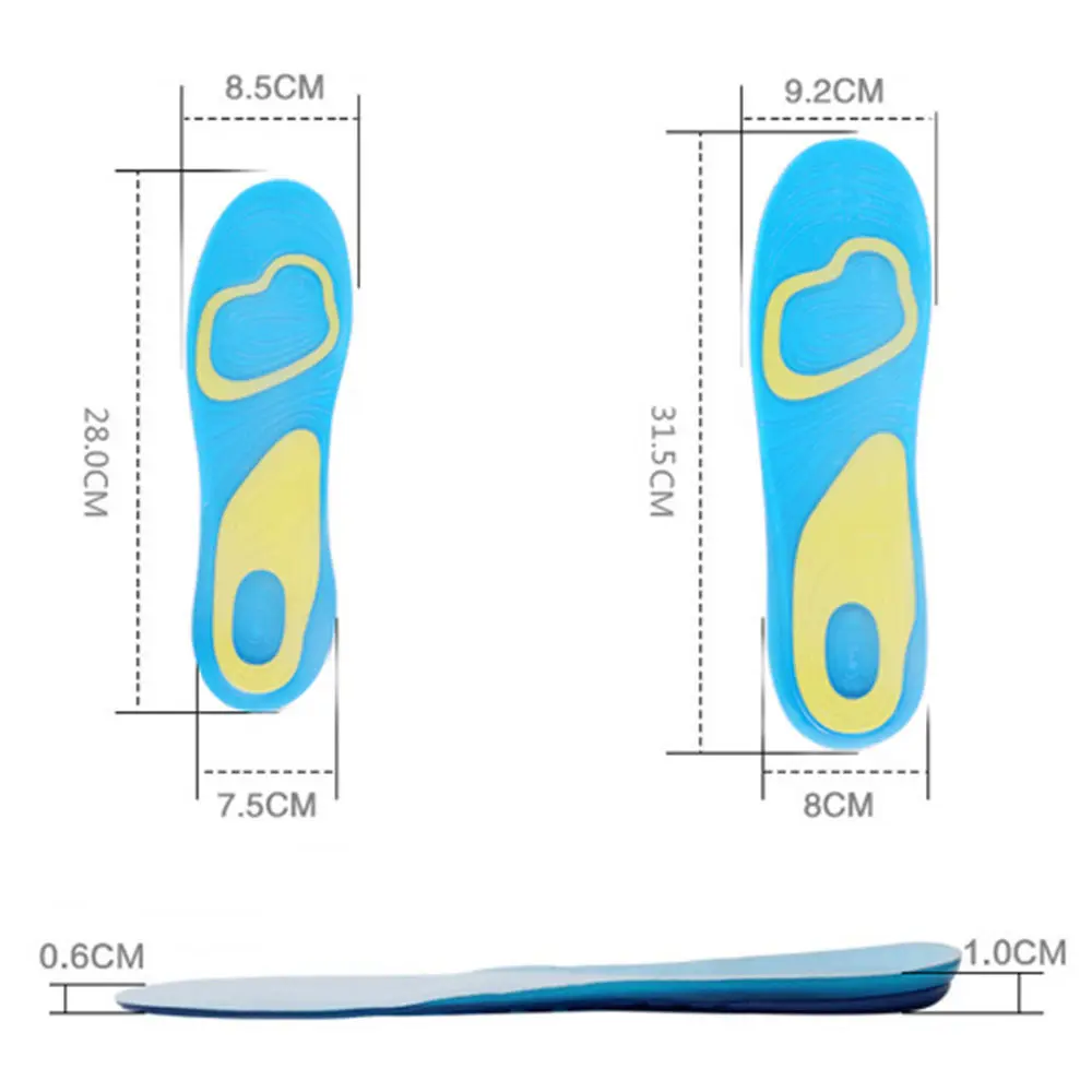 1 пара ортопедические ортопедический массажный силиконовые стельки Нескользящие гелевые мягкие спортивные стельки Вставки для мужчин