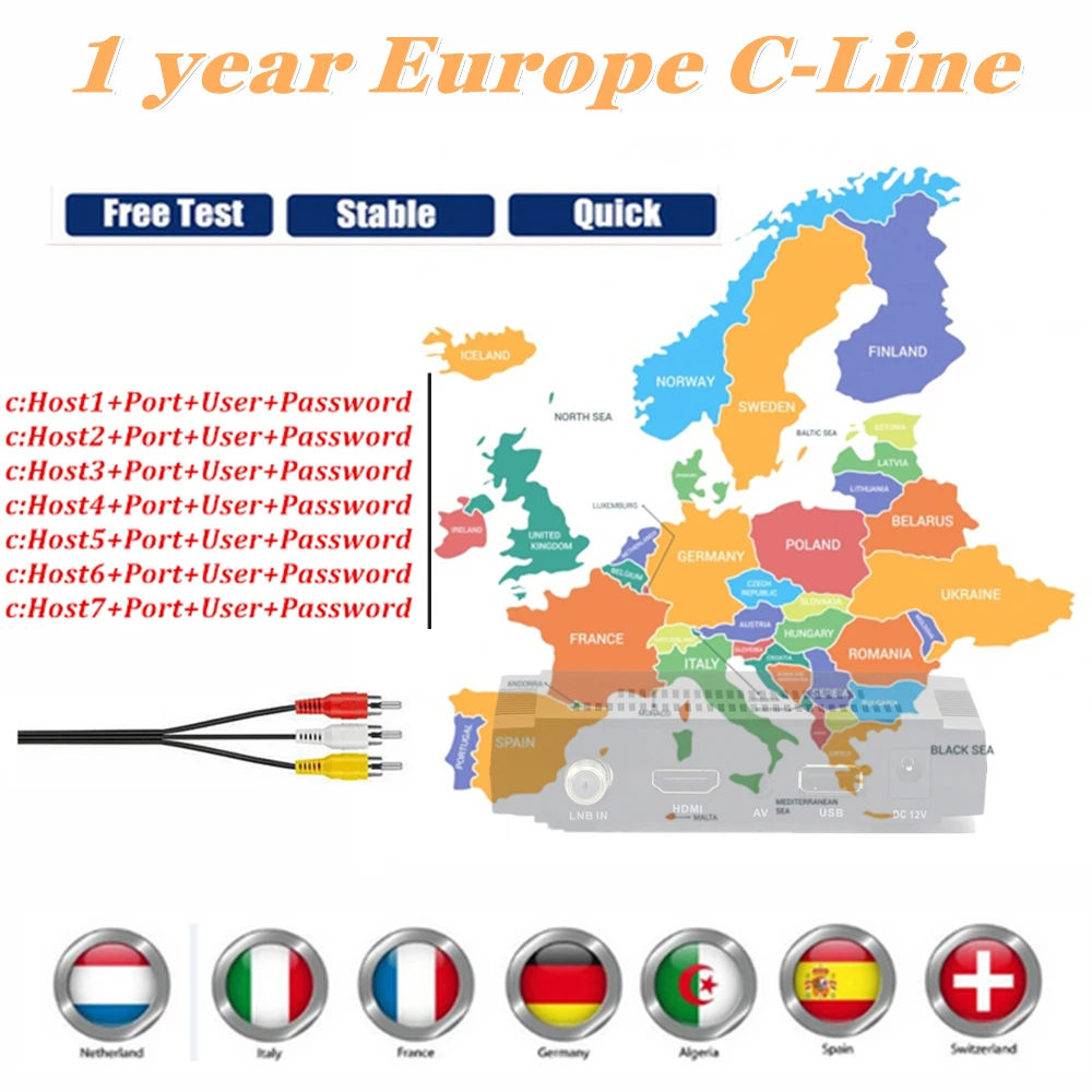 Быстрая и стабильная 1 год CCcams Европа Cline карта Oscam Cline для VU+ спутниковый ТВ приемник через usb wifi только для Испании и Италии