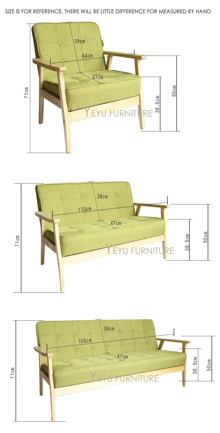 Минималистический современный дизайн, твердый деревянный тканевый мягкий диван для гостиной, деревянный диван с подушкой, простой маленький комнатный диван