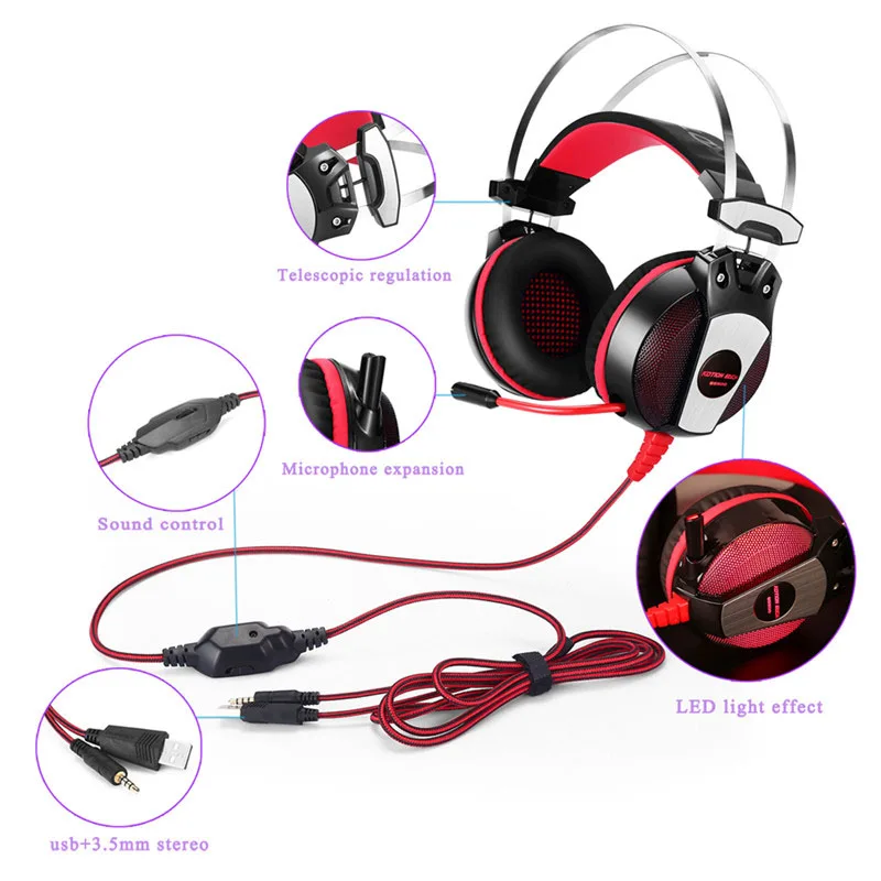 Игровые наушники для компьютера KOTION КАЖДЫЙ GS500 3.5 мм PS4 Gaming Headset Stereo Bass Наушников с микрофоном для компьютера xbox one ps4 playstation4 Портативных пк геймер