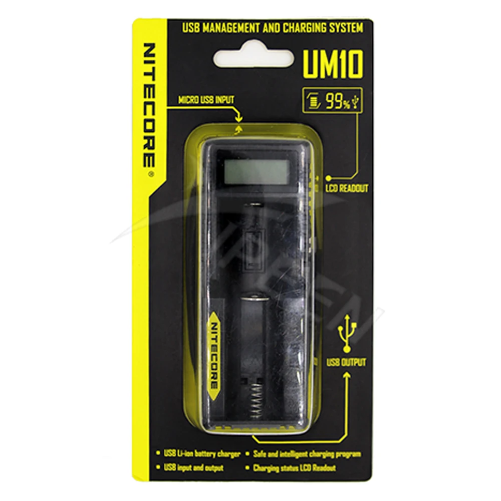 Оригинальное умное зарядное устройство Nitecore UM10 с ЖК дисплеем Usb кабелем для