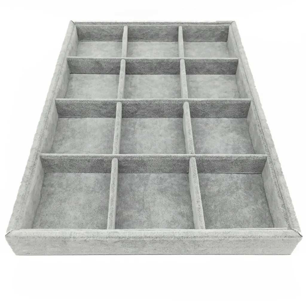 

12 Slots Removable Compartment Ring Earrings Necklace Bracelet Display Organizer Box Tray Showcase 35 x 24 x 3cm