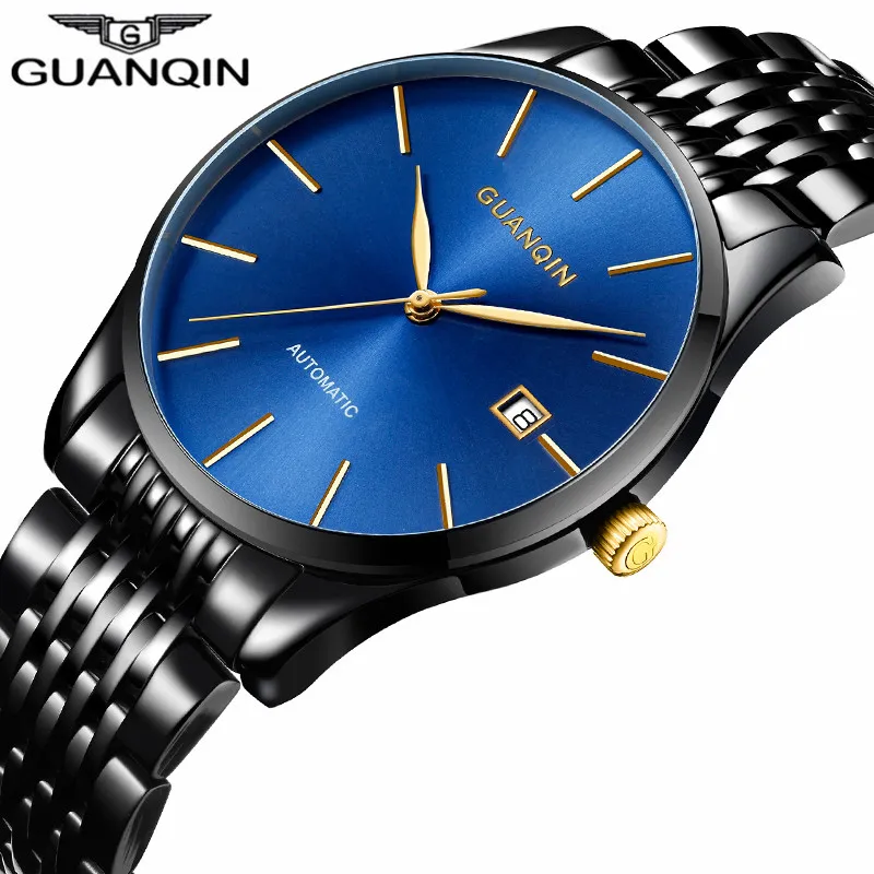 

New GUANQIN Luxury Top Brand Simple Design Automatic Mechanical Watch Men Business Stainless Steel Wristwatch relogio masculino