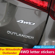 Adesivo de quatro rodas para mitsubishi outlander, adesivo modificado especial 3d, 2013, 2015, 2016 e 2017 adesivo