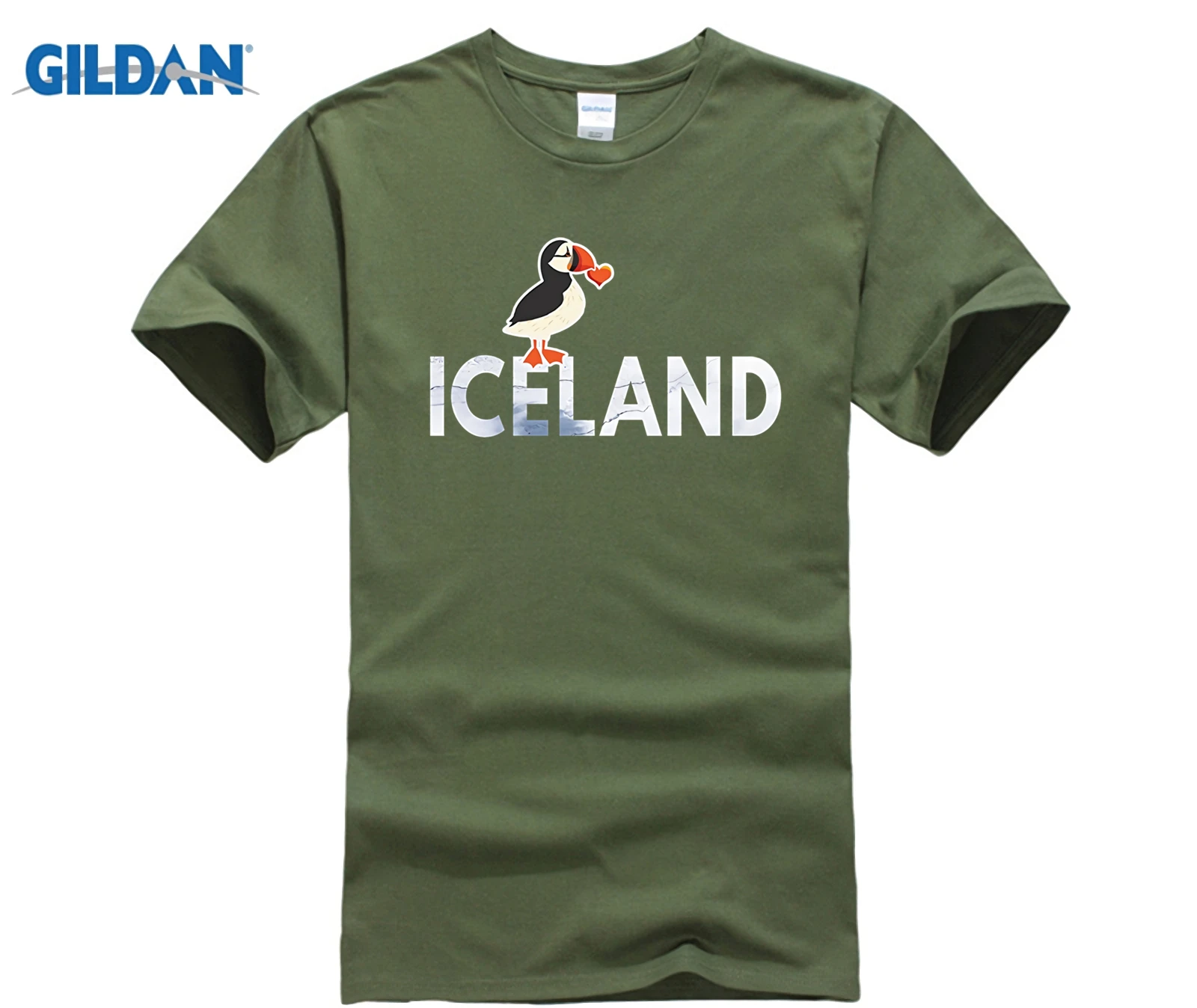 Возьмите I Love Iceland с Puffins T Shirt-Iceland Tourist Shirt круглый вырез с коротким рукавом Повседневная футболка крутая футболка