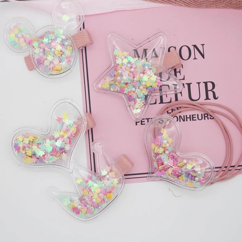 

New Transparent Children Hair Clips Cute Pearl Wrapped Hairpins Creative Handmade Hair Band Elastic Rubber Band Hair Accessories