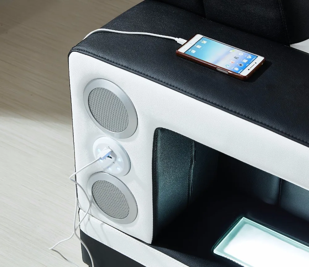 2018 Sale Sectional Sofa Armchair Y.g Furniture With Speaker Bluetooth Led 7seat Xxlarge U Shaped Genuine Leather Corner Sofa