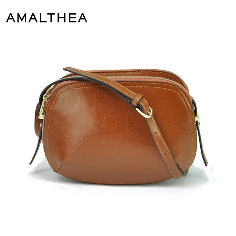 

AMALTHEA Brand Small Bag Women'S Crossbody Brown Shoulder Bag With Solid Color Women Handbags Women Famous Brands Tote AMAS022