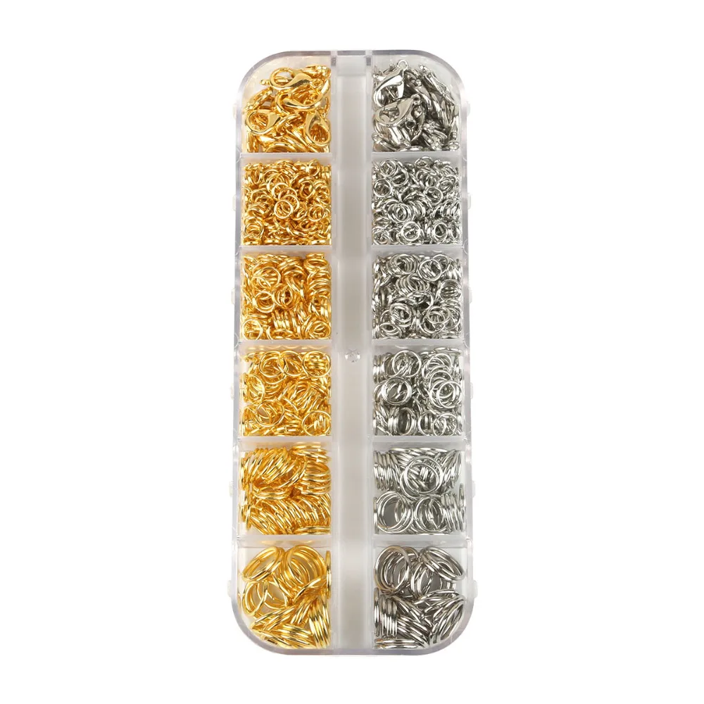

4-10mm Gold Rhodium Color Jump Rings Split Rings Lobster Clasps Hooks Findings Kit For Jewelry Making DIY Accessories