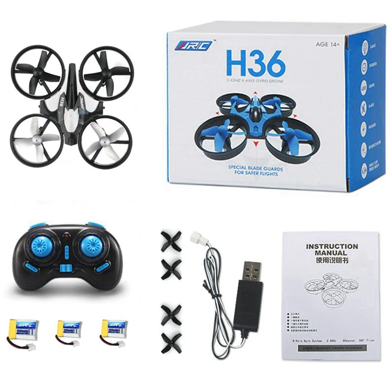 

3 Batteries Mini Drone Rc Quadcopter Fly Helicopter Blade Inductrix Drons Quadrocopter Toys For Children Jjrc H36 Dron Copter