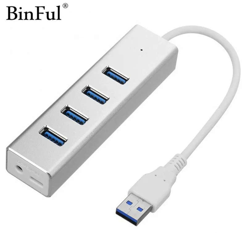 BinFul Mini Aluminum USB 3 0 HUB 4 Port Power Supply OTG with Micro USB Power 1
