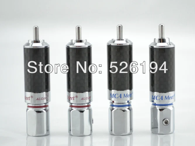 

Free shipping 4pcs/lots 4Pc moonsaudio Rhodium Plated Carbon Fiber RCA Connector Plug Phono jack