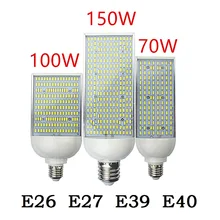 E40 E39 уличный фонарь e27 E26 светодиодный кукурузы лампочки 70 Вт 100 Вт 150 Вт высокого залива Освещение снаружи парковка столбы света лампада холодной теплый белый
