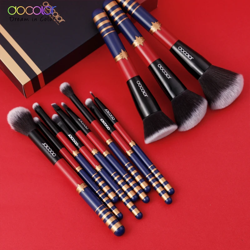 Docolor 12PCS Набор кистей для макияжа Косметическая основа Пудра Румяна Тени для век Губная помада Макияж Кисть Набор инструментов Maquiagem