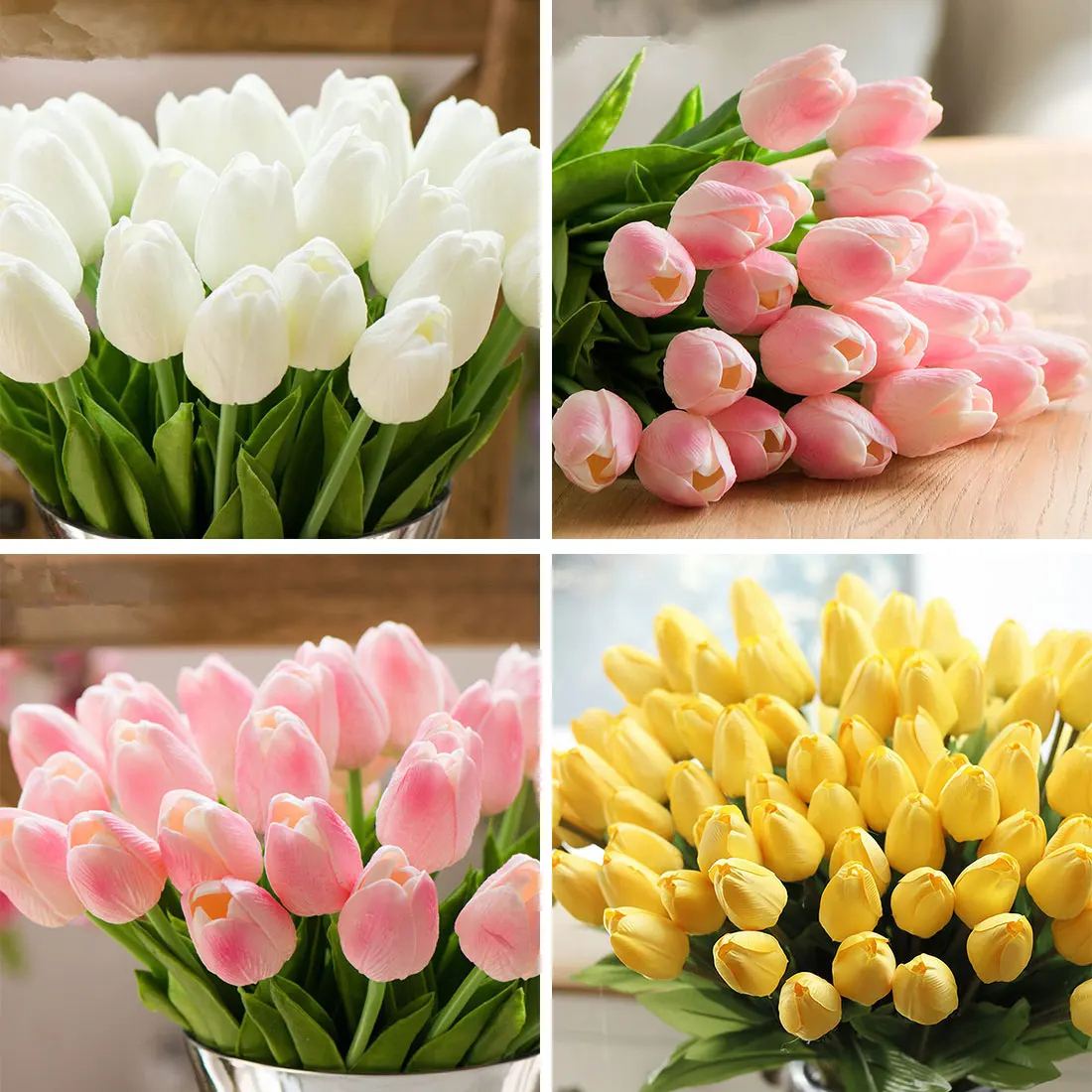 

New Tulip Flower 10pcs PU Mini Artificial Real Touch Flower Bouquet Artificial Silk Flowers for Home Party Wedding Decoration