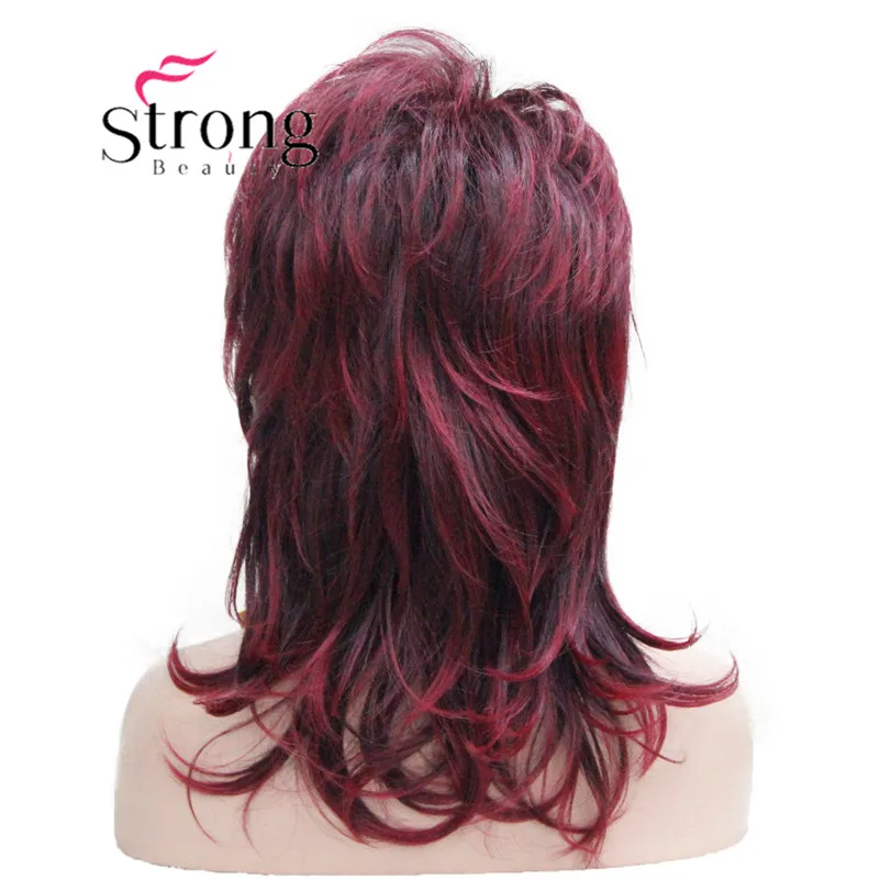 E-3009A #1BT39Tnew medium length burgundy mix off black layered think synthetic women' full wig (3)