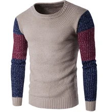 Männer Herbst Winter Pullover Rundhals Pullover Kontrast Farbe Mann Lässig Pullover Strickwaren Kleidung 3 Farben Asiatische Größe M-XXL