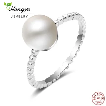 

Hongye Newest Authentic 100% 925 Sterling Silver Freshwater Cultured Pearl Rings for Women Wedding Jewelry Femmes Anneaux Gifts