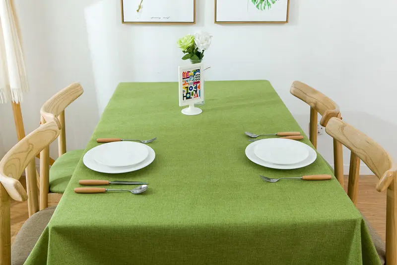 Однотонная скатерть из хлопка и льна, скатерть для обеденного стола синего/зеленого/Изумрудного/серого цвета, скатерть для журнального столика Camino De Mesa